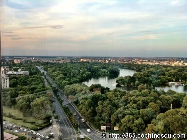 Herăstrău Park, the lake and northern Bucharest, photographed from the 18th floor.